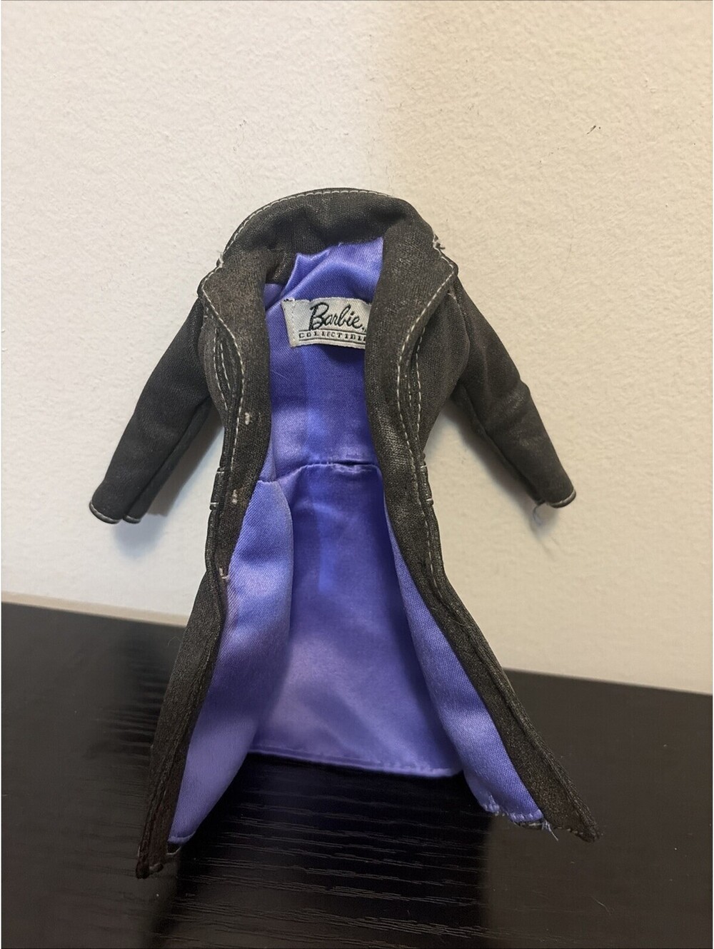 Charcoal Gray Faux Leather Barbie Overcoat Satin Lined Coat Distressed Pleather